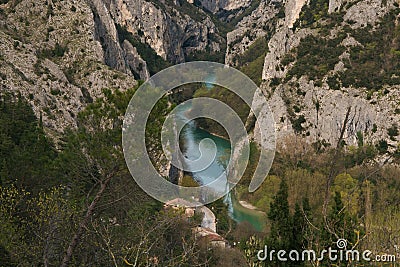 Panoramic view of Furlo gorge, marches Stock Photo