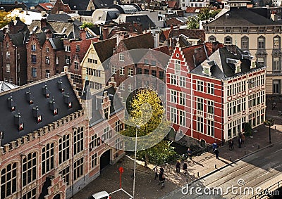 Panoramic view of Ghent. Belgium Editorial Stock Photo