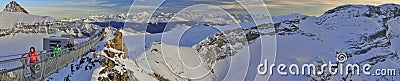 Panoramic view of Glacier 3000 from Les Diablerets bridge.Gstaad Editorial Stock Photo