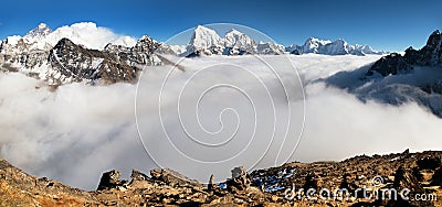 Panoramic view from Gokyo Ri Stock Photo