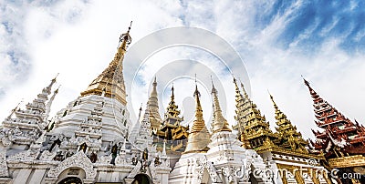 Panoramic view of Pagodas in Myanmar Stock Photo