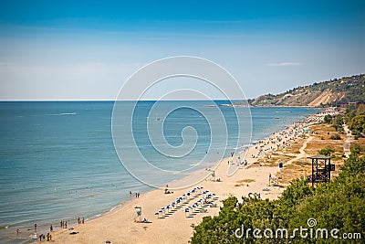 Panoramic view of Golden Sands beach in Bulgaria. Stock Photo