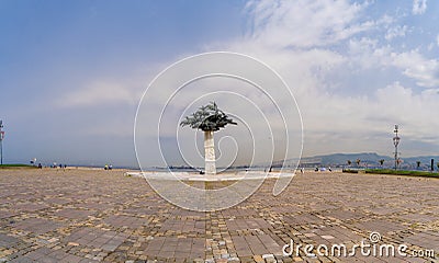 Panoramic view Gundogdu Square is a city square in Izmir. Izmir, Turkey - July 1, 2023 Editorial Stock Photo