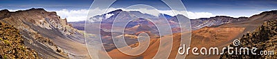 Panoramic View of Haleakala National Park Volcano Crater Summit Stock Photo