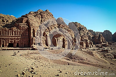 Panoramic view of historical city of Petra, Jordan Stock Photo