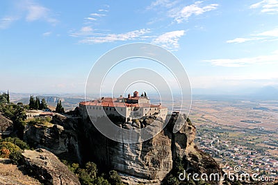 Panoramic view on the Holy Monastery of St. Stephen in Meteora, Greece Stock Photo