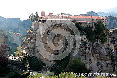 Panoramic view of Holy Monastery of Varlaam placed on the edge of high rock, Kastraki, Greece Stock Photo