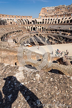 Panoramic view of inside part of Colosseum in city of Rome, Italy Editorial Stock Photo