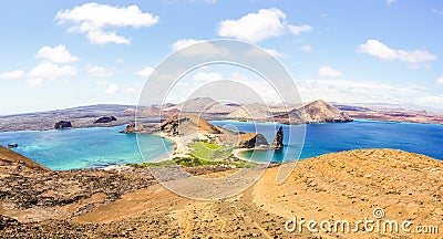 Panoramic view of Isla Bartolome at Galapagos Islands archipelago Stock Photo