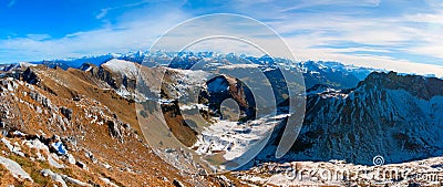 Panoramic view from Kaiseregg Peak over the Swiss and French Alps, Switzerland Stock Photo