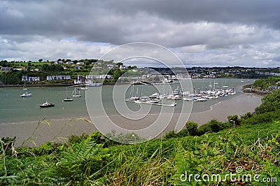 A panoramic view of Kinsale harbour in County Cork, Ireland Stock Photo