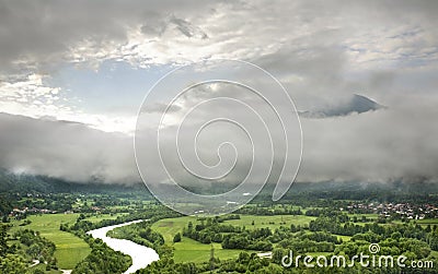 Panoramic view in Kobarid. Slovenia Stock Photo