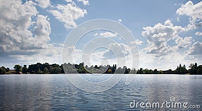 Panoramic view of lake at Ellesmere Stock Photo