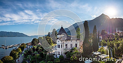 Panoramic view on lake maggiore in cannero riviera resort Editorial Stock Photo