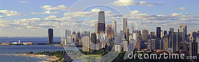 Panoramic view of Lake Michigan and Lincoln Park, Chicago, IL Editorial Stock Photo