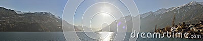 Panoramic view of the lake and Municipality of Brienz. Switzerland Stock Photo