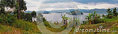 A panoramic view of Lake Mutanda in Kisoro Town, Uganda Stock Photo