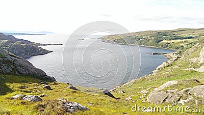 Panoramic view of a loch and hills Stock Photo