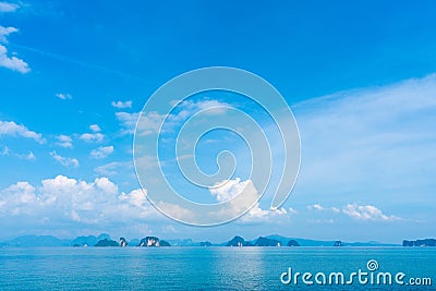 Panoramic view of lsland with cloudy sky / background / seascape Stock Photo