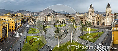 THE MAIN SQUARE OF LIMA CITY IN PERU Stock Photo
