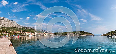 Panoramic view of Makarska the famous resort in Croatia Editorial Stock Photo