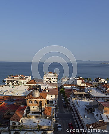 Panoramic view of the Malecon of Puerto Vallarta Mexico Editorial Stock Photo
