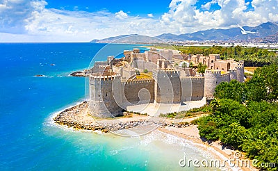 Panoramic view of the Mamure Castle in Anamur Town, Turkey Stock Photo