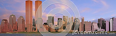 Panoramic view of Manhattan skyline at dusk Editorial Stock Photo