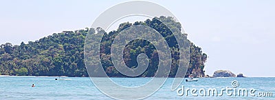 Panoramic view of Manuel Antonio national park beach in Costa Rica, most beautiful beaches in the world, surfer beaches in America Editorial Stock Photo