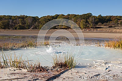 Panoramic view of Manziana natural monument with little geyser in Lazio Italy Stock Photo