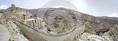 Panoramic view of Mar Sabas Monastery in the Judaean Desert in the West Bank Stock Photo