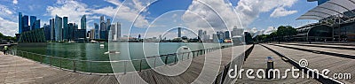 Panoramic view of Marina Bay overlooking the bay and Singapore city centre and The Shoppes Editorial Stock Photo