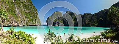 Panoramic view of Maya Bay. Ko Phi Phi Leh. Krabi province. Thailand Editorial Stock Photo