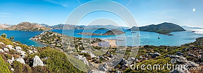 Panoramic view of the Mediterranean coastline near Bozburun village of Marmaris resort town in Mugla province of Turkey Stock Photo