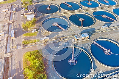 Panoramic view of modern urban wastewater treatment plant water purification is the process of removing undesirable Editorial Stock Photo