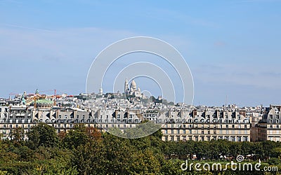 Panoramic View of Montmartre Basilica in Paris France Stock Photo