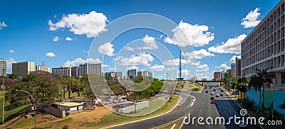 Panoramic view of Monumental Axis Avenue and Brasilia TV Tower - Brasilia, Distrito Federal, Brazil Editorial Stock Photo