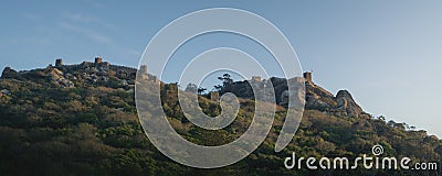 Panoramic view of Moorish Castle Walls and Towers - Sintra, Portugal Stock Photo