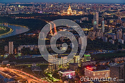 Panoramic view of Moscow. Evening, sunset. Stock Photo