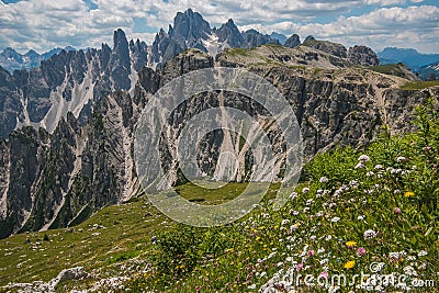 Panoramic view of Mountain retreat in the italian dolomites Stock Photo