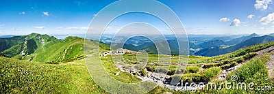 Panoramic view from mountain ridge Stock Photo