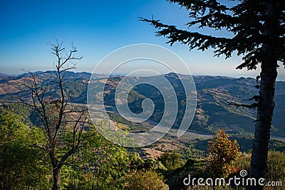 Panoramic View of the Mountains in Basilicata from Castroregio Stock Photo