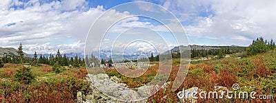 Panoramic view of the mountains and cliffs, South Ural. Summer in the mountains. Editorial Stock Photo