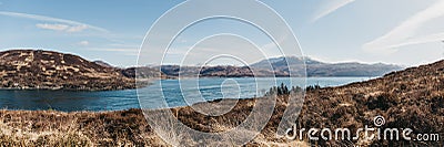 Panoramic view of mountains over Kyle Rhea, Isle of Skye, Scotland. Stock Photo