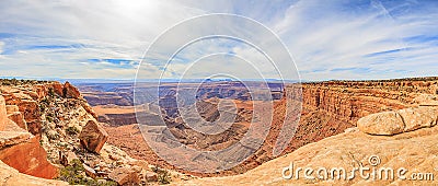 Panoramic view from Muley Point over Colorado river canyon Stock Photo