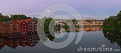 Panoramic view of Nidelva River from Old Town bridge.Trondheim.Norway Stock Photo