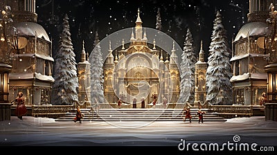 A panoramic view of the nutcracker ballet stage, christmas image Stock Photo