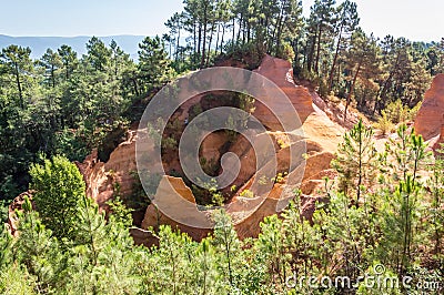 Panoramic view of the ocher lands in the natural park Stock Photo