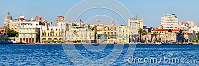 Panoramic view of Old Havana in Cuba with several seaside colorful buildings and landmarks Stock Photo
