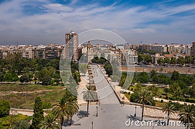 Panoramic view of old town of Valencia Stock Photo
